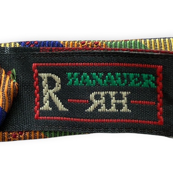 R. Hanauer Handmade Silk Self-Tie Bow Tie Red & Multicolor Striped USA - Picture 2 of 4